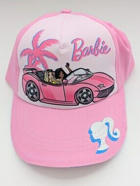NWT Barbie Kids (Age 3+) Pink Adjustable Covertible Car Baseball Cap/Sunhat